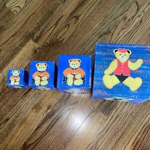 Set of blue bear bear nesting boxes (4 in total)